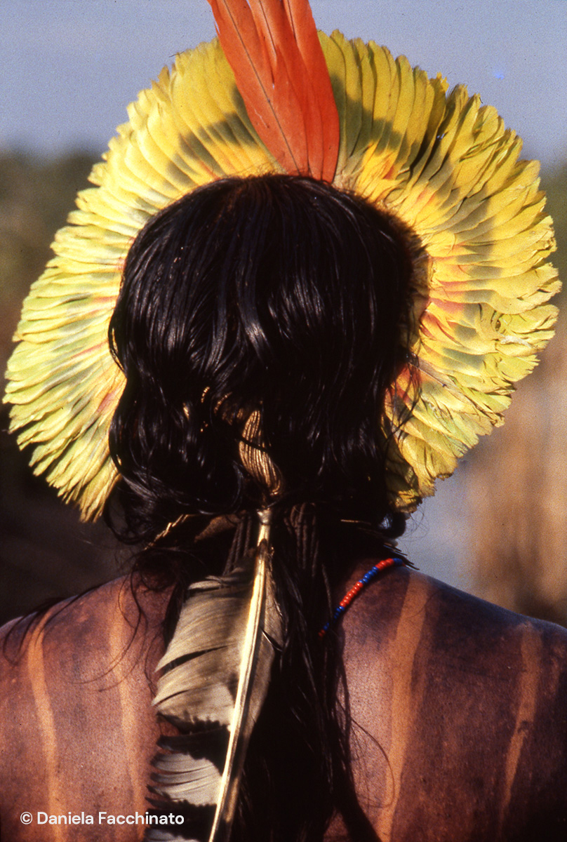 Amazonia, Xingù. Man from the Kayapò people, wearing a diadema Pejàtijamy Edjà-Kam Djà