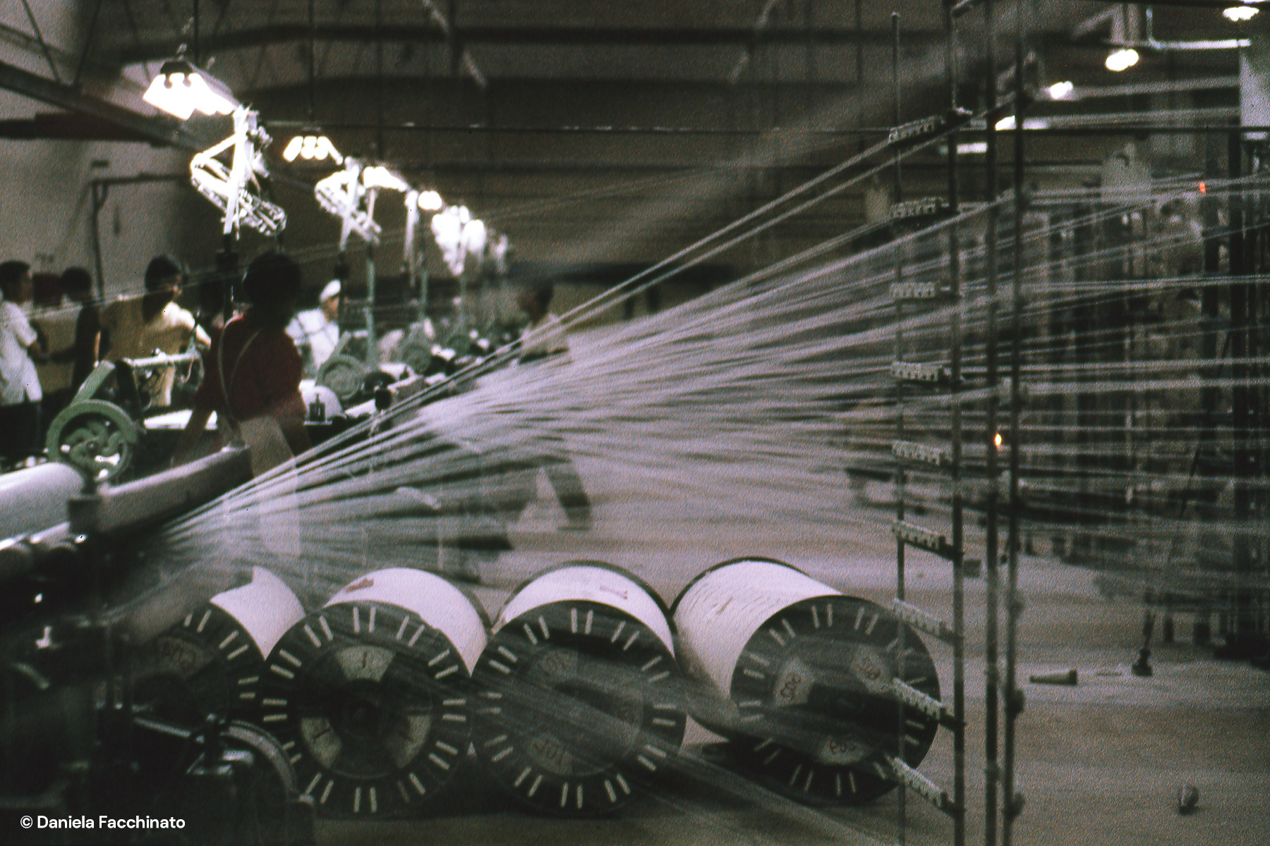 China, 1976. Loom in a textile factory